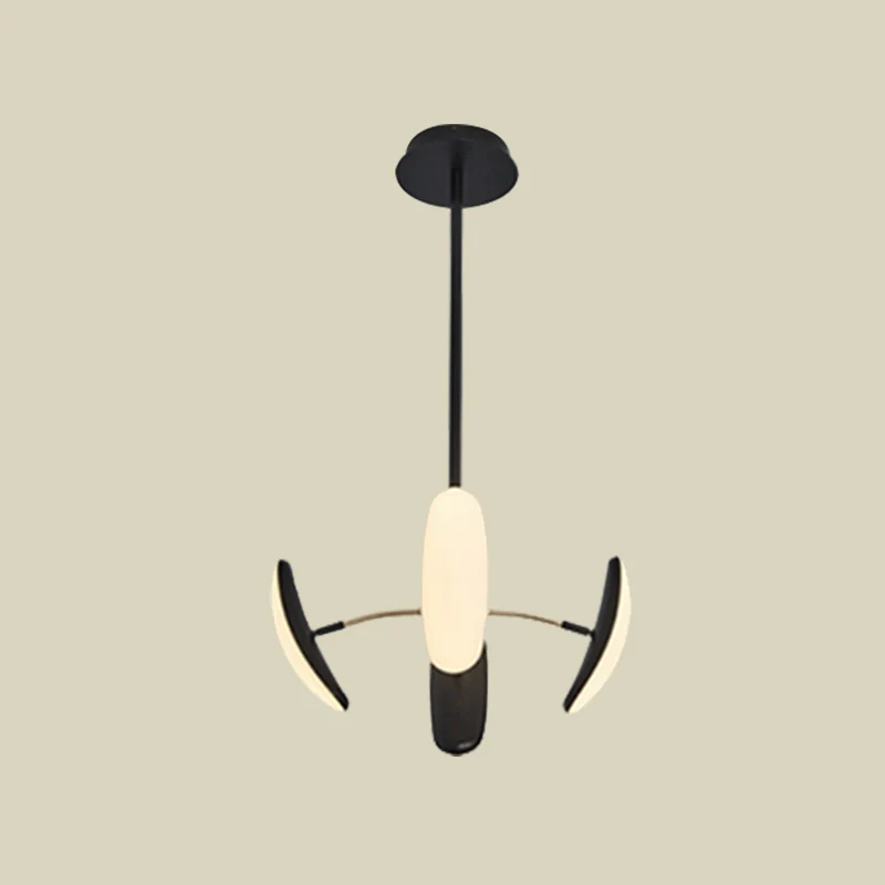 Draaibare ovale kroonluchter licht eigentijds acryl 4/6 koppen zwarte plafondhanger met radiaal ontwerp voor eetkamer, 18"...