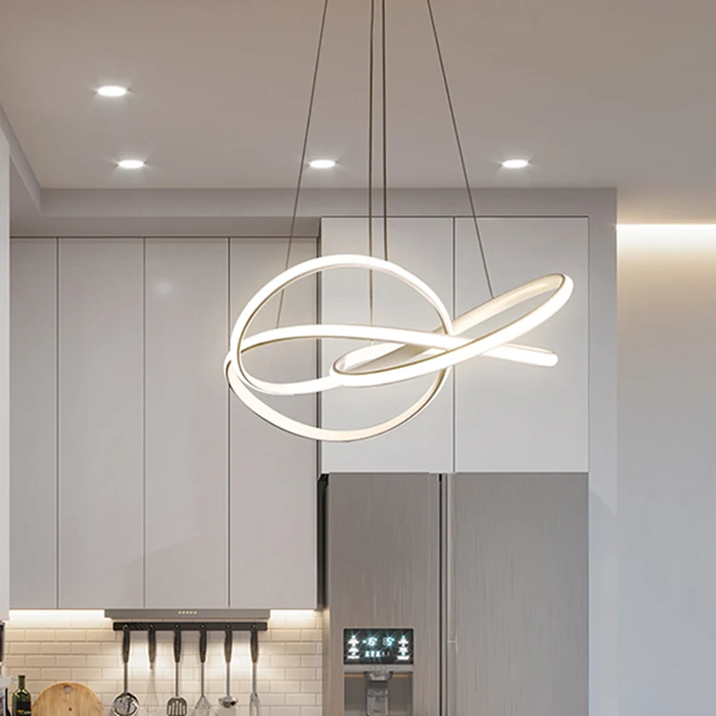 Draaiende cirkel metalen hanglamp modernisme LED witte kroonluchterverlichting warm/wit licht Clearhalo