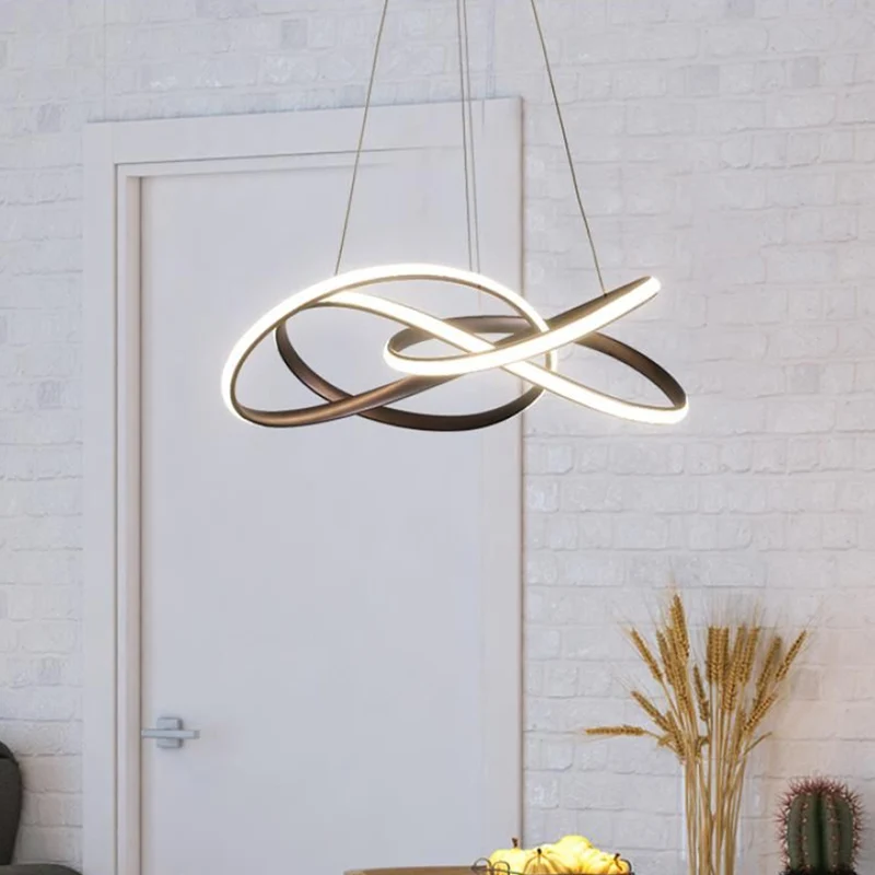 Draaiende ronde keukenkroonluchterlamp metalen LED moderne hanglamp goud/koffie, warm/wit licht Clearhalo