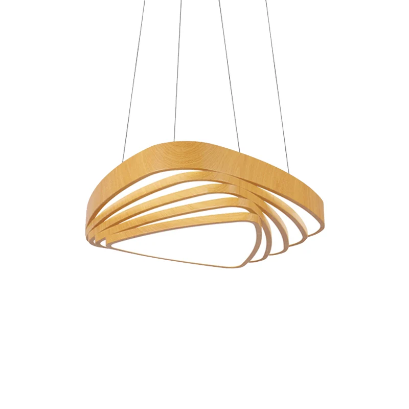 Driehoek LED hanglamp modern houten 18"/22" breed 1 licht beige plafondlamp warm/wit/natuurlijk licht Clearhalo
