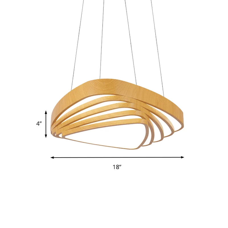 Driehoek LED hanglamp modern houten 18"/22" breed 1 licht beige plafondlamp warm/wit/natuurlijk licht Clearhalo