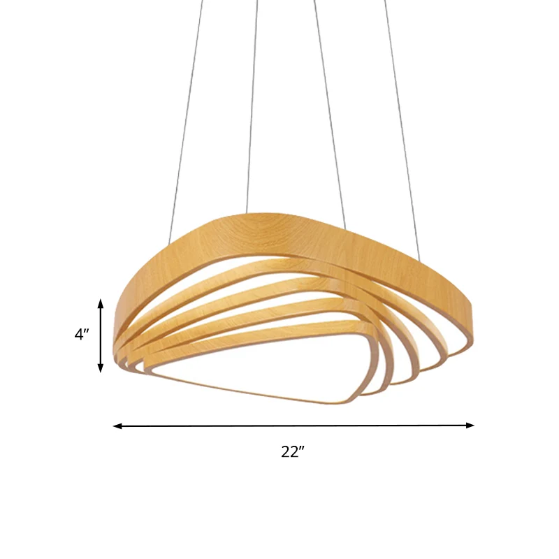 Driehoek LED hanglamp modern houten 18"/22" breed 1 licht beige plafondlamp warm/wit/natuurlijk licht Clearhalo