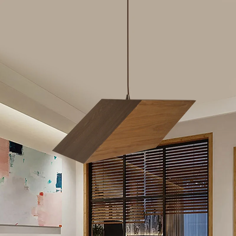 Driehoekig prisma Houten druppelhanger Modern creatief 1 lichtbeige hanglampset Clearhalo