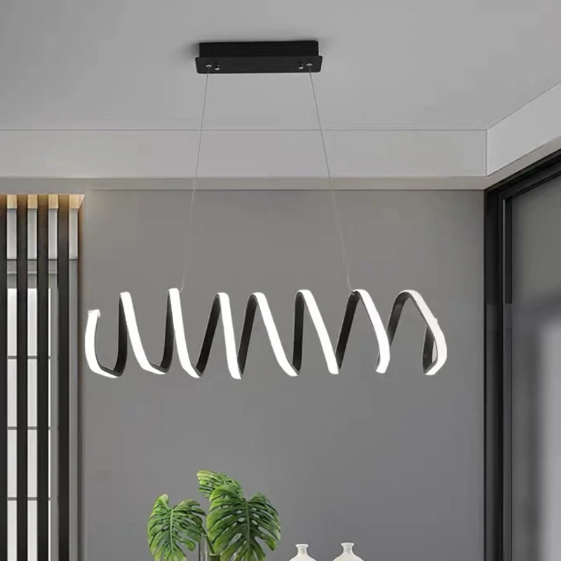 Driehoek/trapezium acryl hanglampset Hedendaagse LED zwarte kroonluchter warm/wit/natuurlijk licht Clearhalo