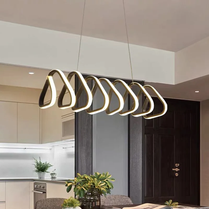 Driehoek/trapezium acryl hanglampset Hedendaagse LED zwarte kroonluchter warm/wit/natuurlijk licht Clearhalo