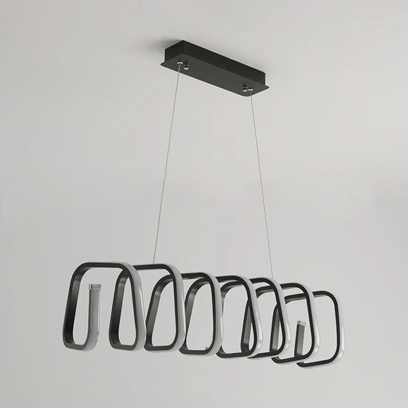 Driehoek/trapezium acryl hanglampset Hedendaagse LED zwarte kroonluchter warm/wit/natuurlijk licht Clearhalo