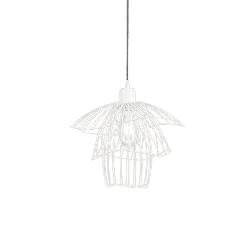 Drielaagse stalen kooi-plafondlamp Modern metaal 1-lichts foyer-hanglamp zwart/wit/groen Clearhalo