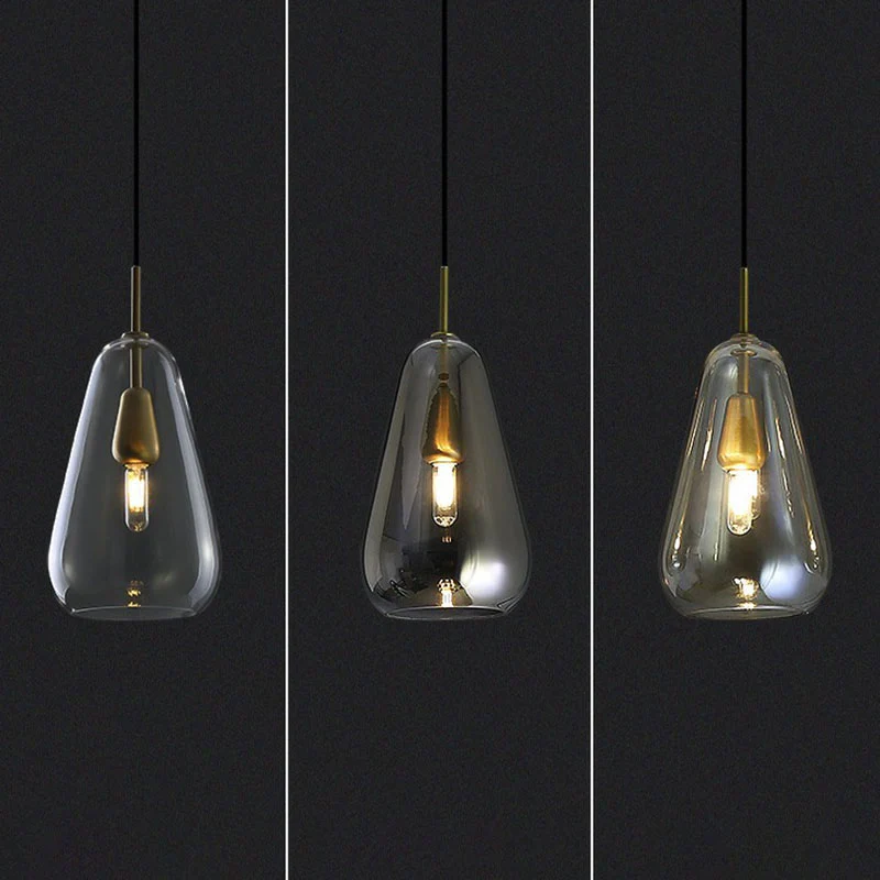 Droplet open keuken hanglamp glas 1 kop Simplicity slingerlicht messing Clearhalo