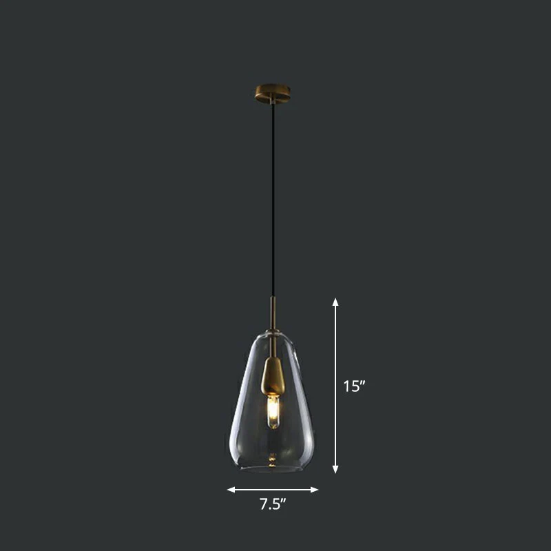 Droplet open keuken hanglamp glas 1 kop Simplicity slingerlicht messing Clearhalo