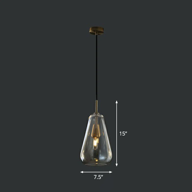 Droplet open keuken hanglamp glas 1 kop Simplicity slingerlicht messing Clearhalo