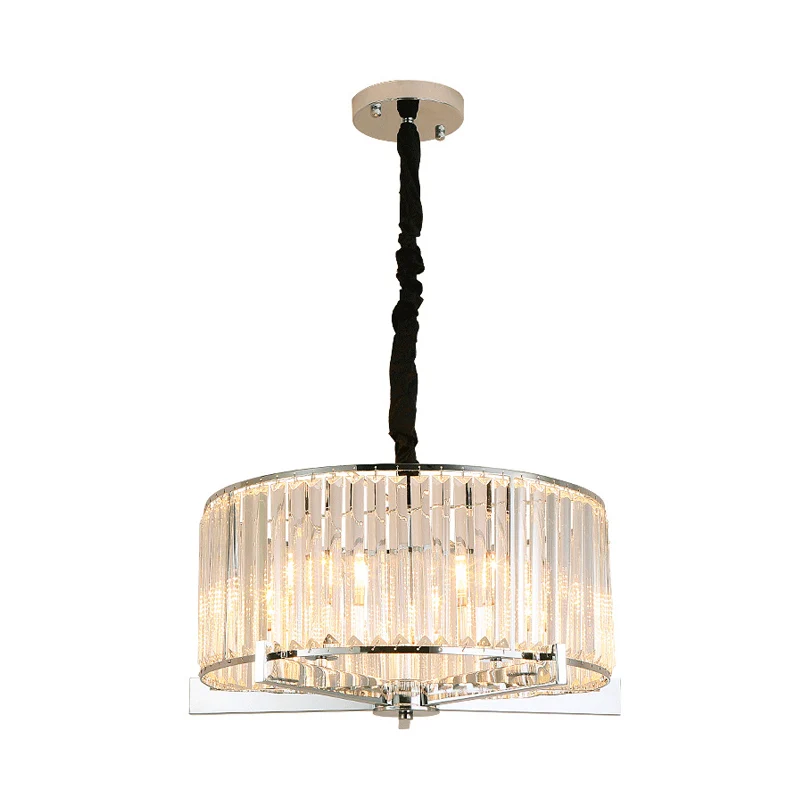 Drum Clear Crystal Block Hanglamp Traditionele 5/6 Hoofden Eetkamer Kroonluchter Verlichtingsarmatuur Clearhalo