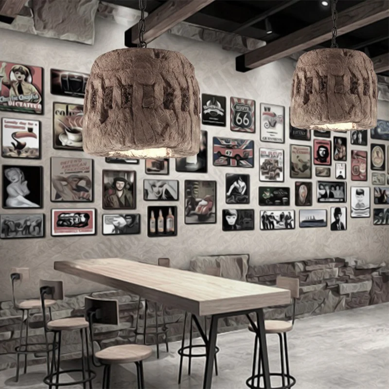 Drum Down Lighting Industriële rustieke 1-lichts hanglamp Gary voor restaurant Clearhalo