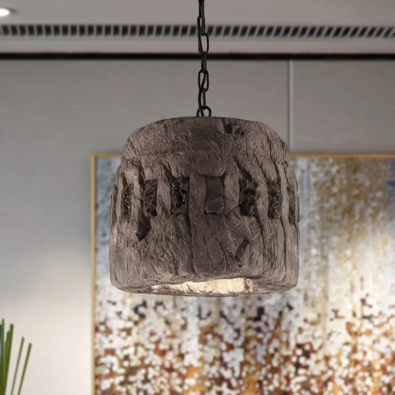 Drum Down Lighting Industriële rustieke 1-lichts hanglamp Gary voor restaurant Clearhalo