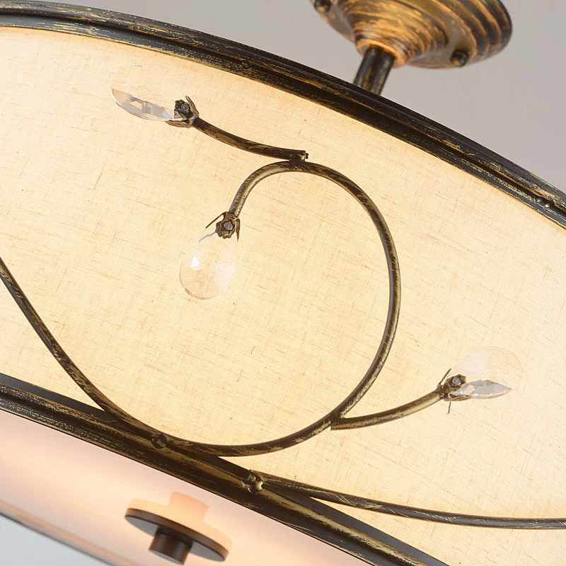Drum Fabric Semi-gemonteerde verlichting Klassiek 5-lichts woonkamerplafondlamp vlas, 16 "/19,5" breed Clearhalo