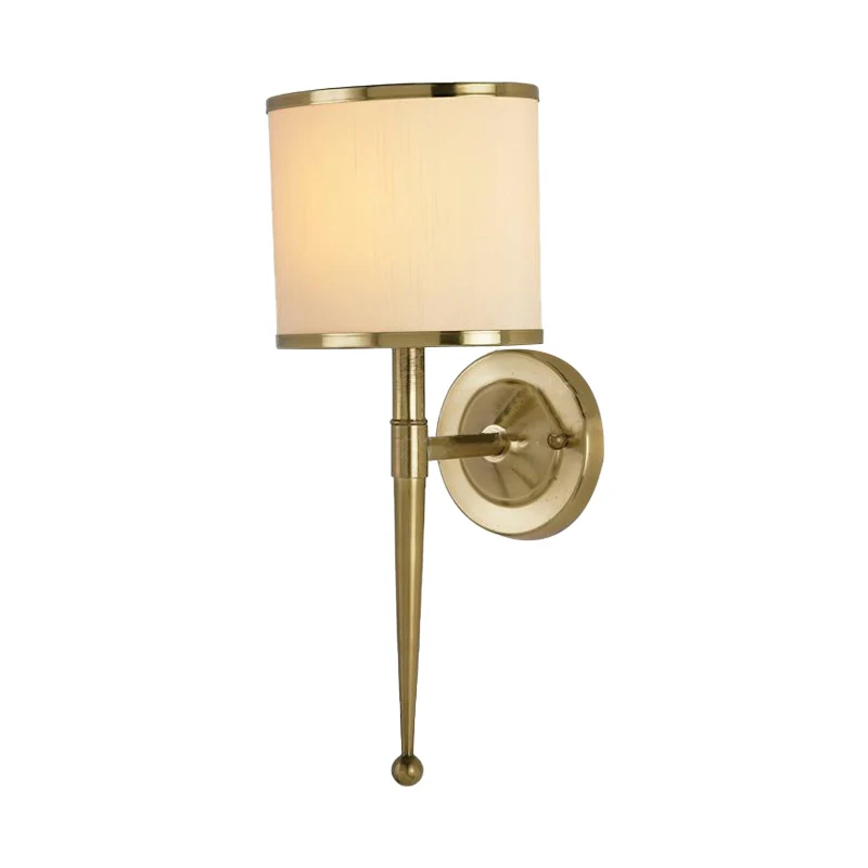 Drum Fabric Shade Wandkandelaar Eigentijds 1-lichts hal-wandgemonteerd lichtarmatuur zwart/wit Clearhalo