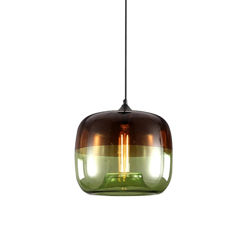 Drum hangende plafondlamp postmodern blauw/groen-bruin glas 1 lamp eetkamer hanglamp met verzonken bodem Clearhalo