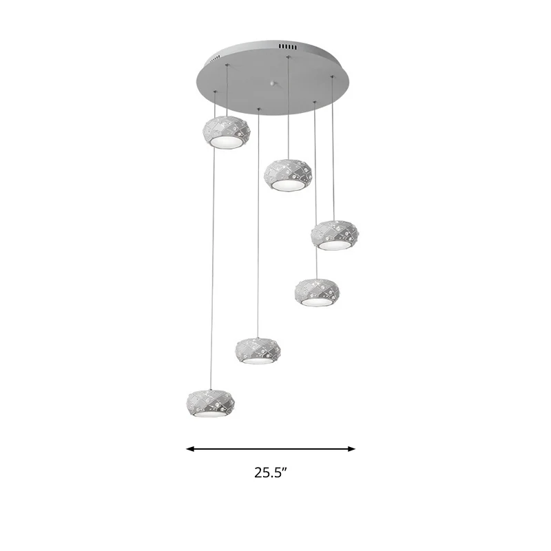 Drum hanglampenset Moderne metalen LED witte hangverlichting wit/warm licht met verstelbare koorden Clearhalo