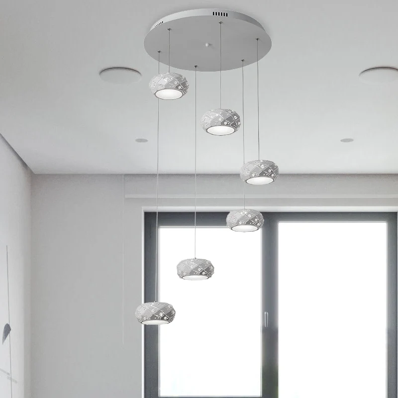 Drum hanglampenset Moderne metalen LED witte hangverlichting wit/warm licht met verstelbare koorden Clearhalo