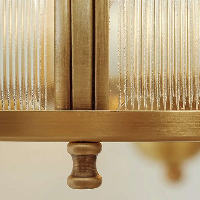 Drum keuken plafondkroonluchter koloniaal mat geribbeld glas 4/5 koppen goud hangend lichtarmatuur Clearhalo
