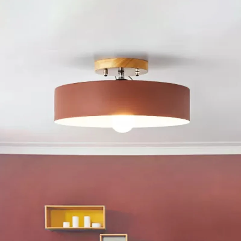 Drum semi-gemonteerde verlichting modernistisch metaal 1 licht 12 "W grijs/wit/rood/roze plafondgemonteerd armatuur voor w...