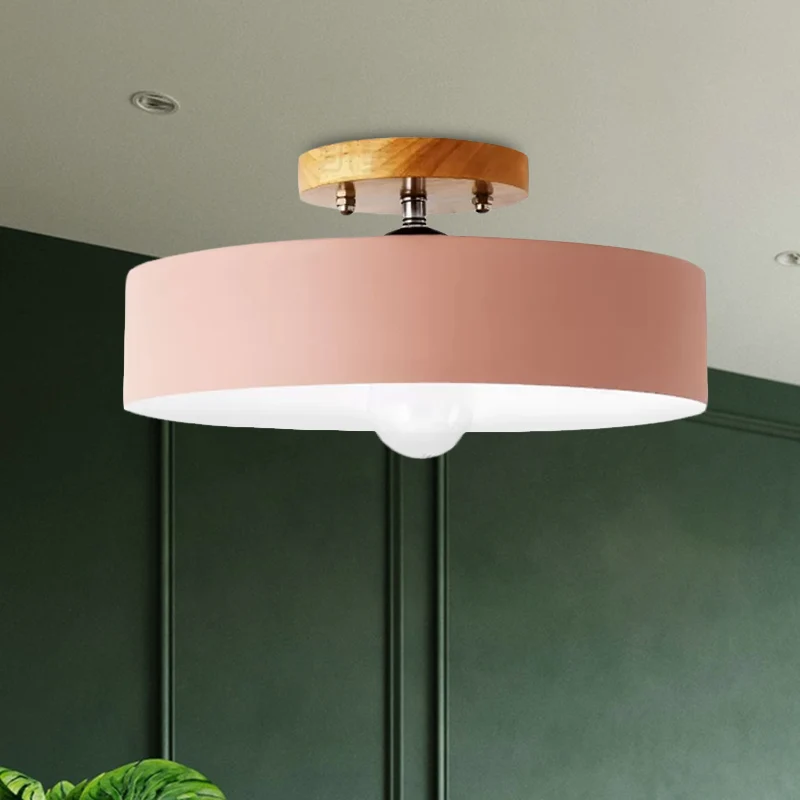 Drum semi-gemonteerde verlichting modernistisch metaal 1 licht 12 "W grijs/wit/rood/roze plafondgemonteerd armatuur voor w...