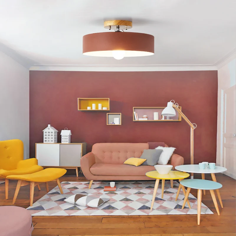 Drum semi-gemonteerde verlichting modernistisch metaal 1 licht 12 "W grijs/wit/rood/roze plafondgemonteerd armatuur voor w...