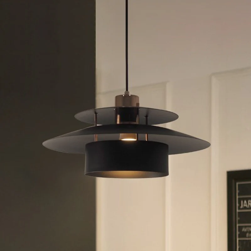 Drum Shade Keuken Hanglamp Metaal 1-lichts Minimalistische hanglampenset zwart Clearhalo