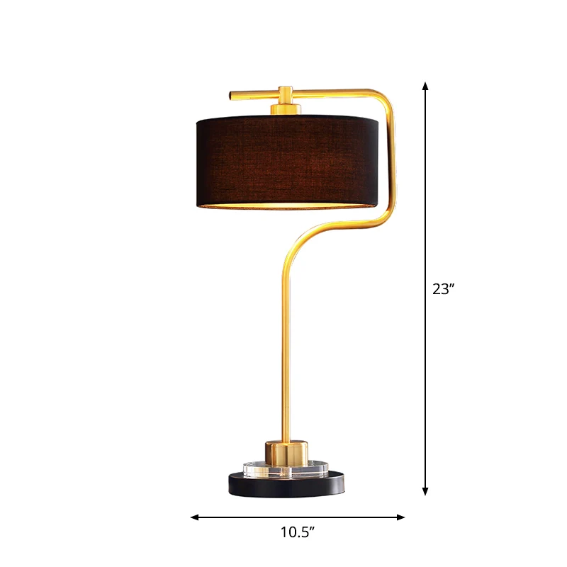 Drum Shade Stoffen Tafellamp Vintage Woonkamer Nachtkastje Lamp met één Lamp Zwart Clearhalo
