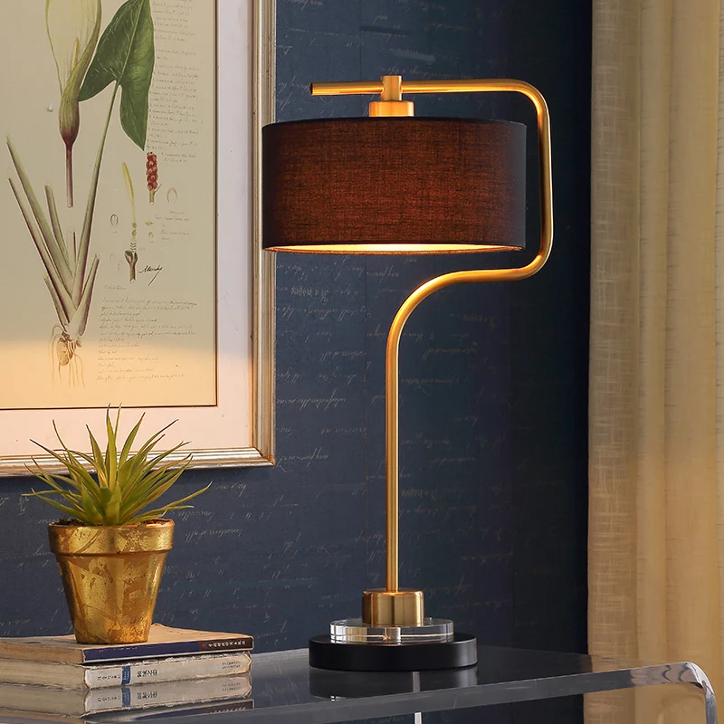 Drum Shade Stoffen Tafellamp Vintage Woonkamer Nachtkastje Lamp met één Lamp Zwart Clearhalo