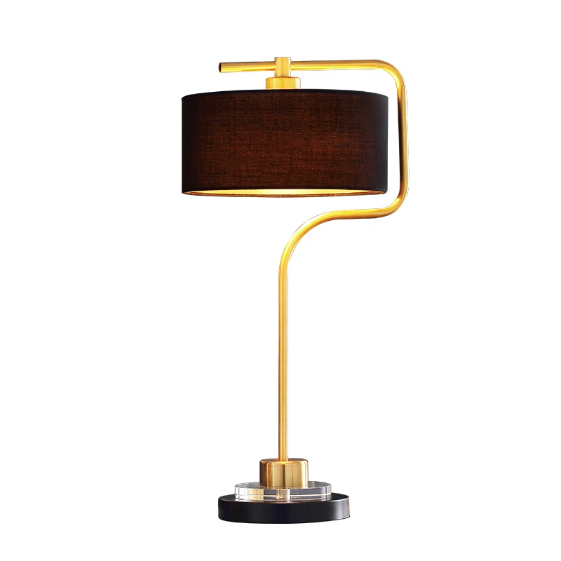 Drum Shade Stoffen Tafellamp Vintage Woonkamer Nachtkastje Lamp met één Lamp Zwart Clearhalo