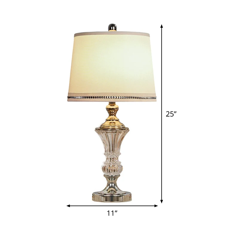Drum stoffen tafellamp modernistisch 1-kops witte kleine bureaulamp met metalen voet Clearhalo