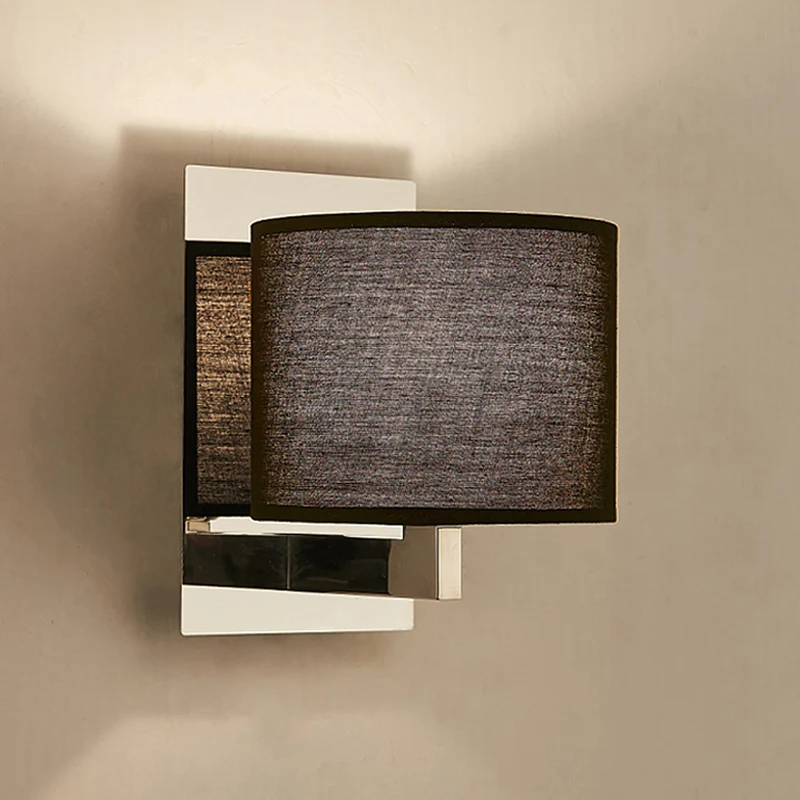 Drum Wandkandelaar Verlichting Modernisme Stoffen LED-wandlamp wit/zwart voor nachtkastje Clearhalo