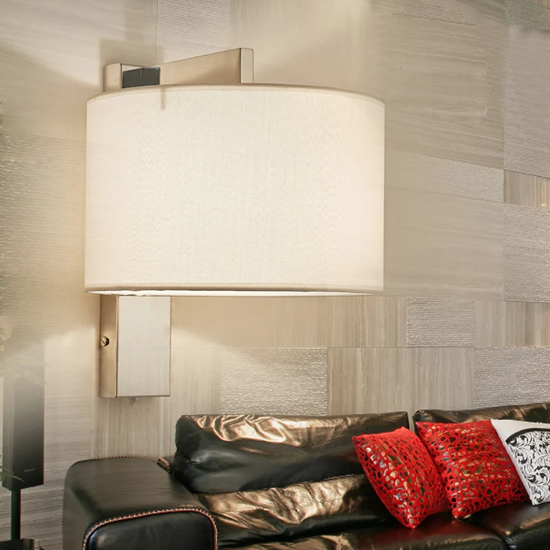 Drum Wandkandelaar Verlichting Modernisme Stoffen LED-wandlamp wit/zwart voor nachtkastje Clearhalo
