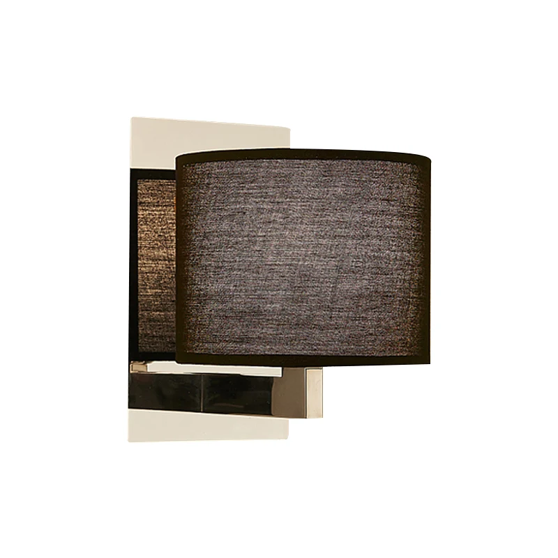 Drum Wandkandelaar Verlichting Modernisme Stoffen LED-wandlamp wit/zwart voor nachtkastje Clearhalo