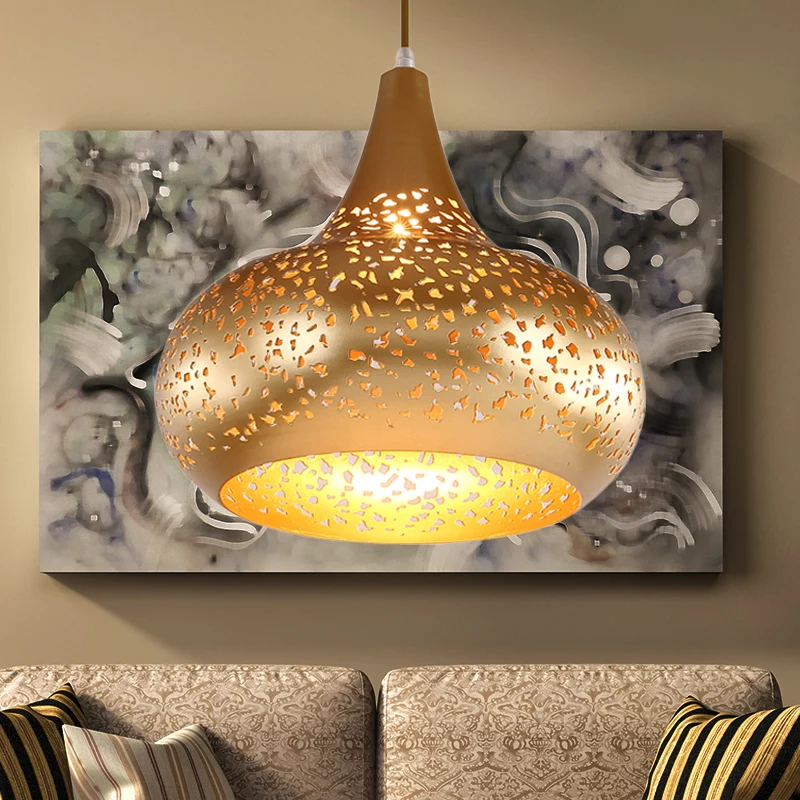 Druppelvormige hanglamp traditioneel metaal 1 lamp hangende verlichtingsarmatuur zilver/brons/goud voor slaapkamer Clearhalo
