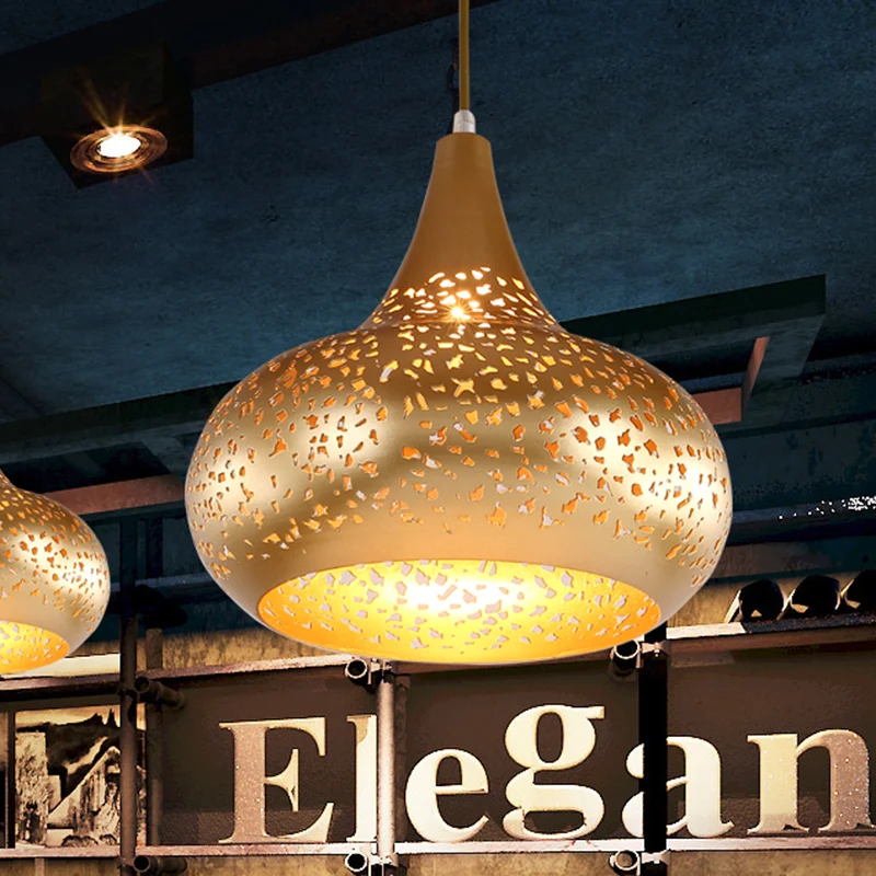 Druppelvormige hanglamp traditioneel metaal 1 lamp hangende verlichtingsarmatuur zilver/brons/goud voor slaapkamer Clearhalo