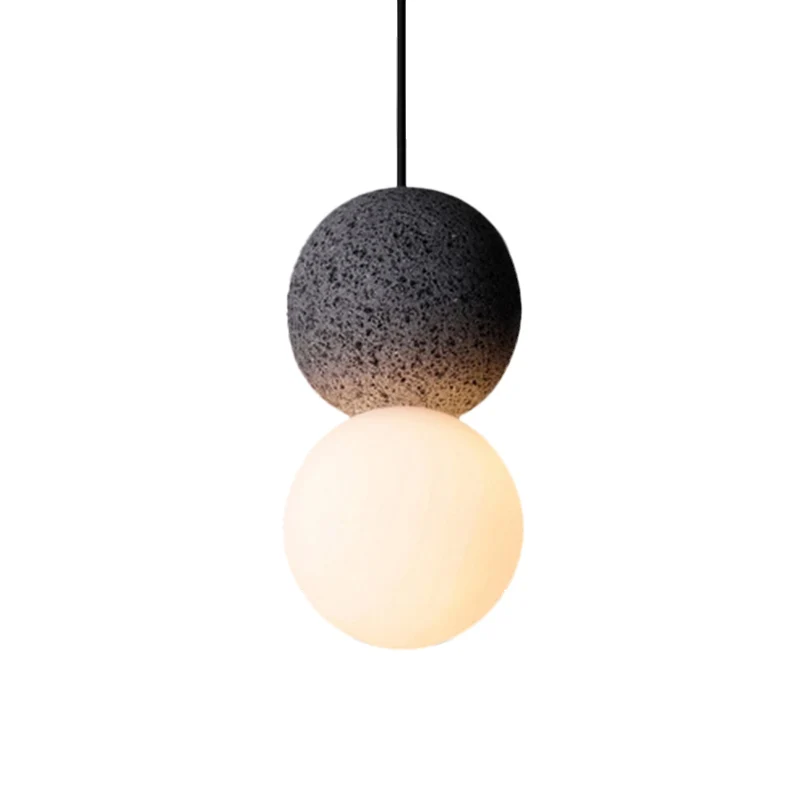 Dubbele bol hanglamp modern glas en terrazzo 1 lichtroze/grijze hangende plafondlamp Clearhalo