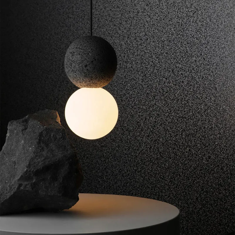 Dubbele bol hanglamp modern glas en terrazzo 1 lichtroze/grijze hangende plafondlamp Clearhalo