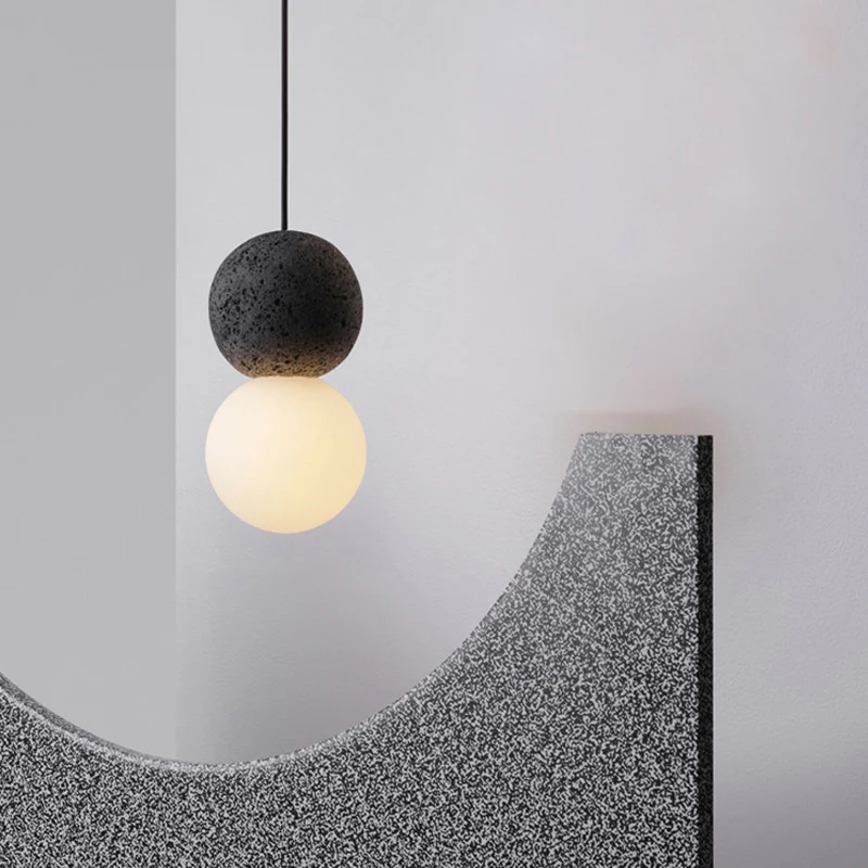 Dubbele bol hanglamp modern glas en terrazzo 1 lichtroze/grijze hangende plafondlamp Clearhalo