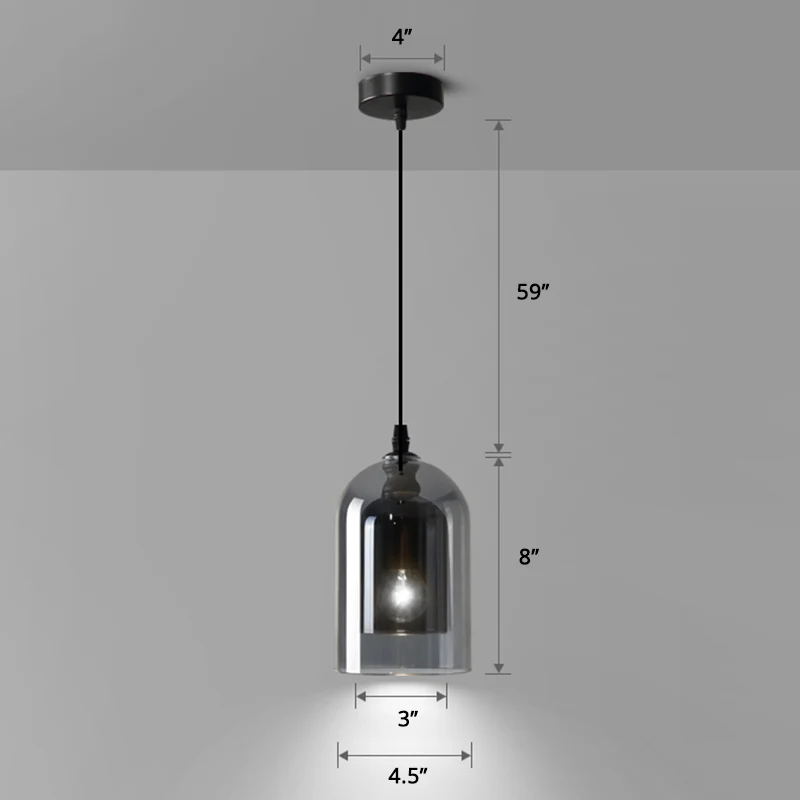 Dubbele clochevormige hanglamp postmodern geblazen glas 1 hoofdslaapkamer hanglamp Clearhalo