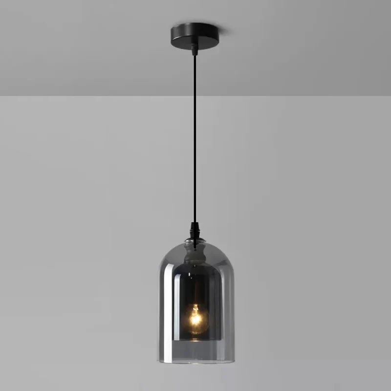 Dubbele clochevormige hanglamp postmodern geblazen glas 1 hoofdslaapkamer hanglamp Clearhalo