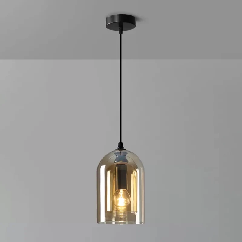 Dubbele clochevormige hanglamp postmodern geblazen glas 1 hoofdslaapkamer hanglamp Clearhalo