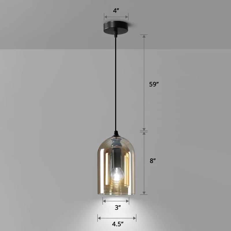 Dubbele clochevormige hanglamp postmodern geblazen glas 1 hoofdslaapkamer hanglamp Clearhalo