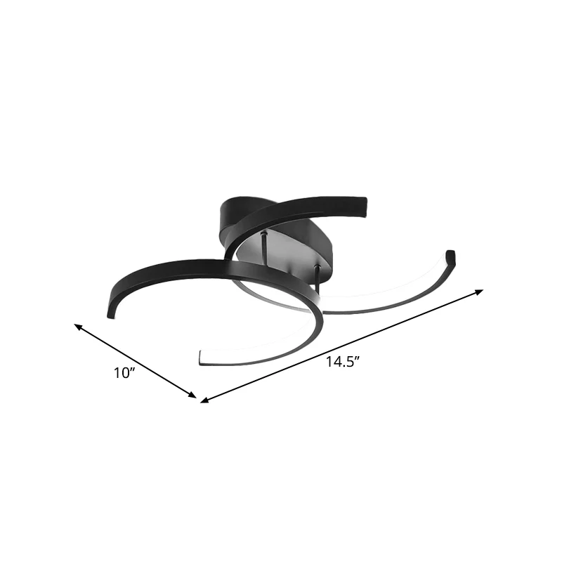Dubbele C-vormige kantoorplafondarmatuur Metaal Minimalistische LED-semi-inbouwverlichting zwart Clearhalo