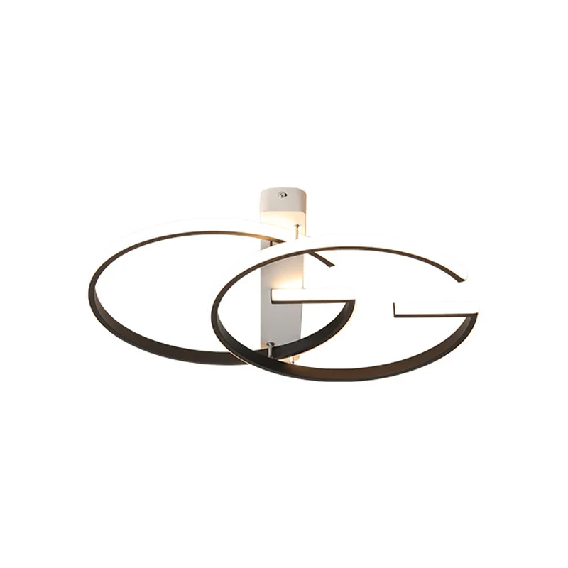Dubbele G-vormige metalen plafondverlichting Minimalistische LED zwarte halfverzonken montage warm/wit licht, 18"/21,5" br...