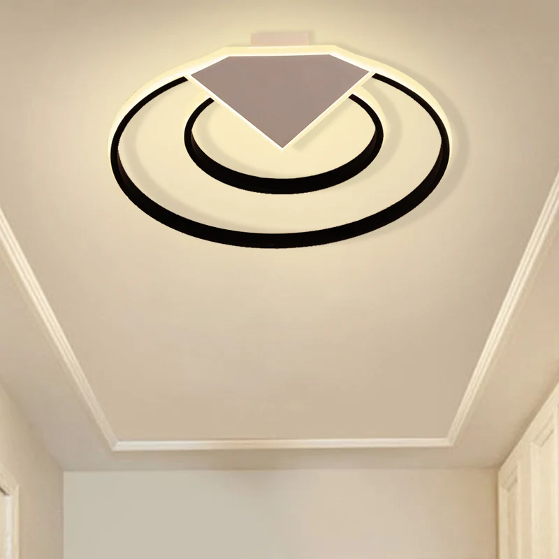 Dubbele Ring Inbouw Plafondlamp Warm/Wit Licht Modern Metaal Led Binnenverlichting Zwart, 19,5"/23,5" Breed Clearhalo