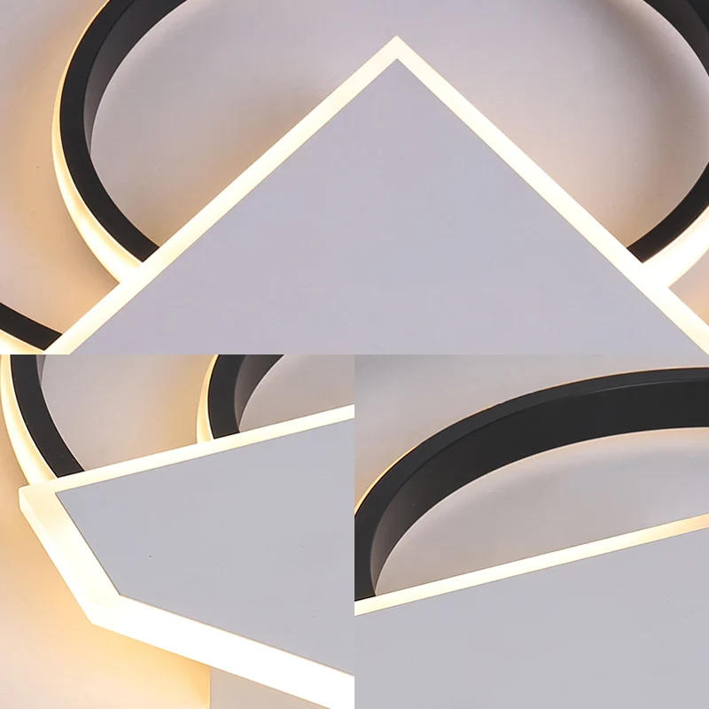 Dubbele Ring Inbouw Plafondlamp Warm/Wit Licht Modern Metaal Led Binnenverlichting Zwart, 19,5"/23,5" Breed Clearhalo