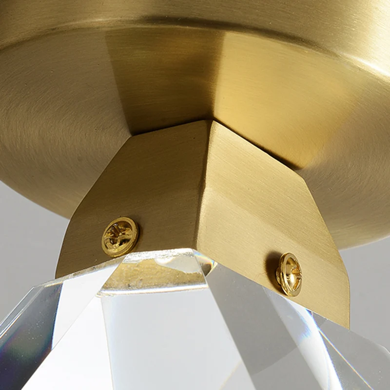 Edelsteenkristal Mini-plafondlamp Postmodern messing afwerking LED semi-inbouwarmatuur Clearhalo
