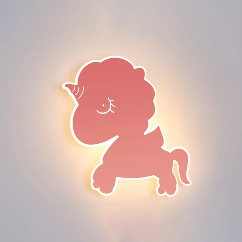 Eenhoorn wandgemonteerde lichtarmatuur cartoon ijzer roze/blauw/wit LED inbouw blaker voor kinderkamer Clearhalo