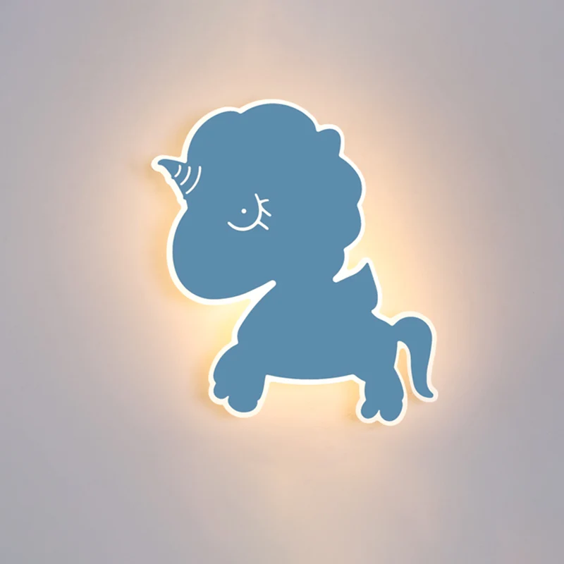 Eenhoorn wandgemonteerde lichtarmatuur cartoon ijzer roze/blauw/wit LED inbouw blaker voor kinderkamer Clearhalo